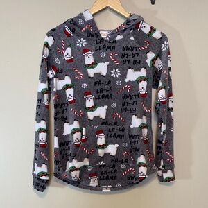 No Boundaries Gray Holiday Llama Hoodie